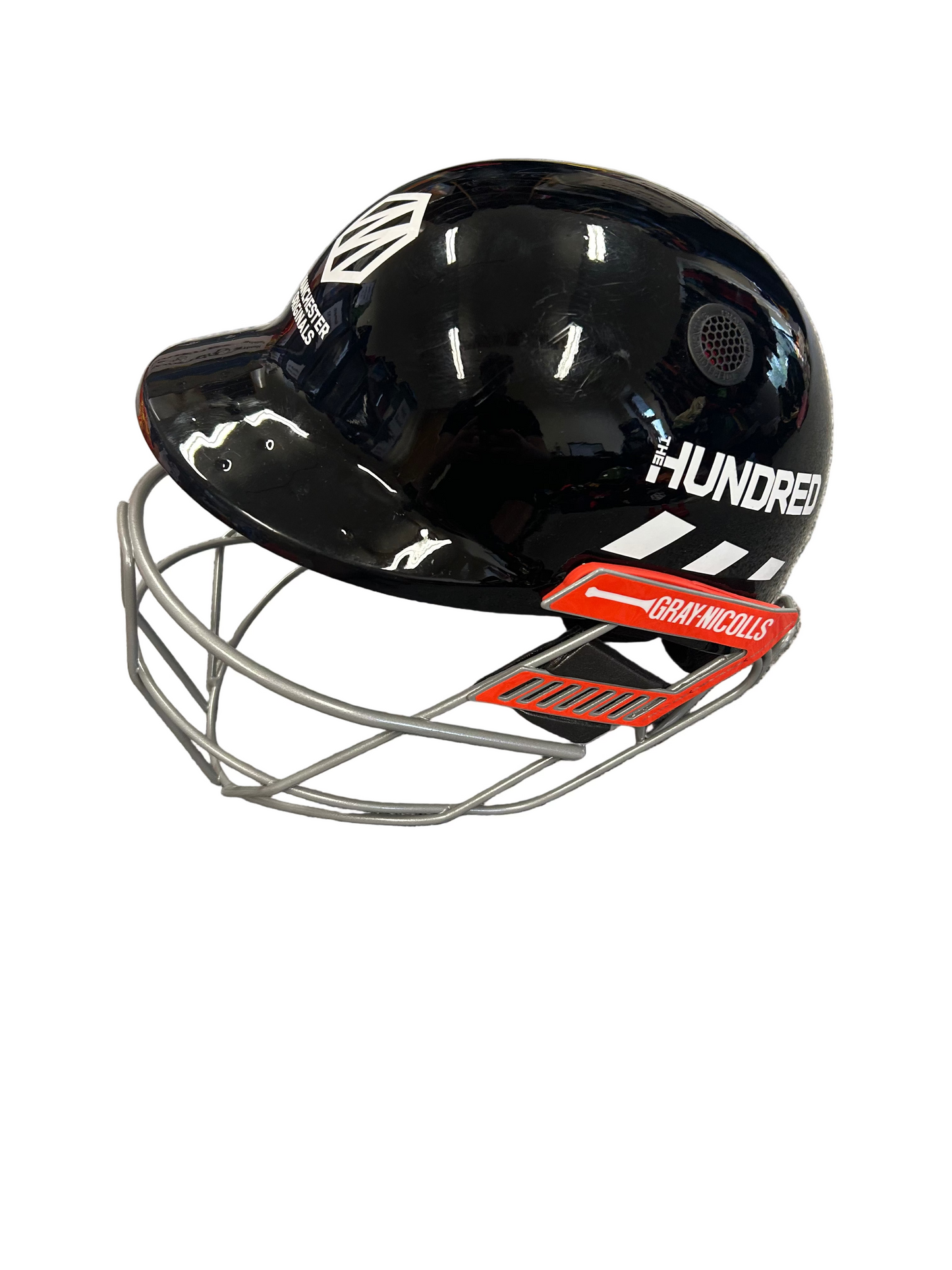 Manchester Originals Hundred Gray Nics Ultimate 360 Pro Titanium Match Used Cricket Helmet