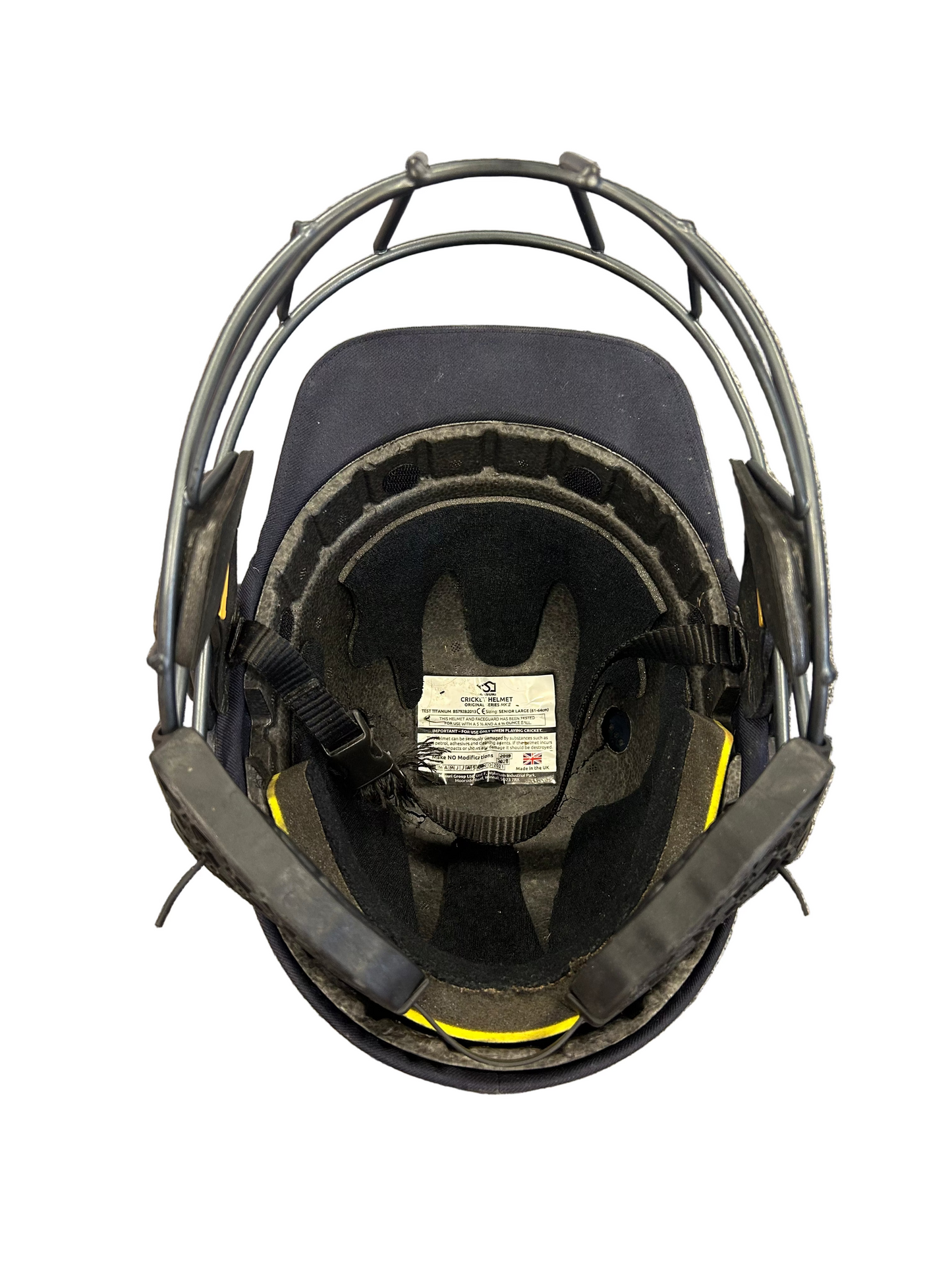 England Masuri T-Line Titanium Match Used Cricket Helmet * Damaged *