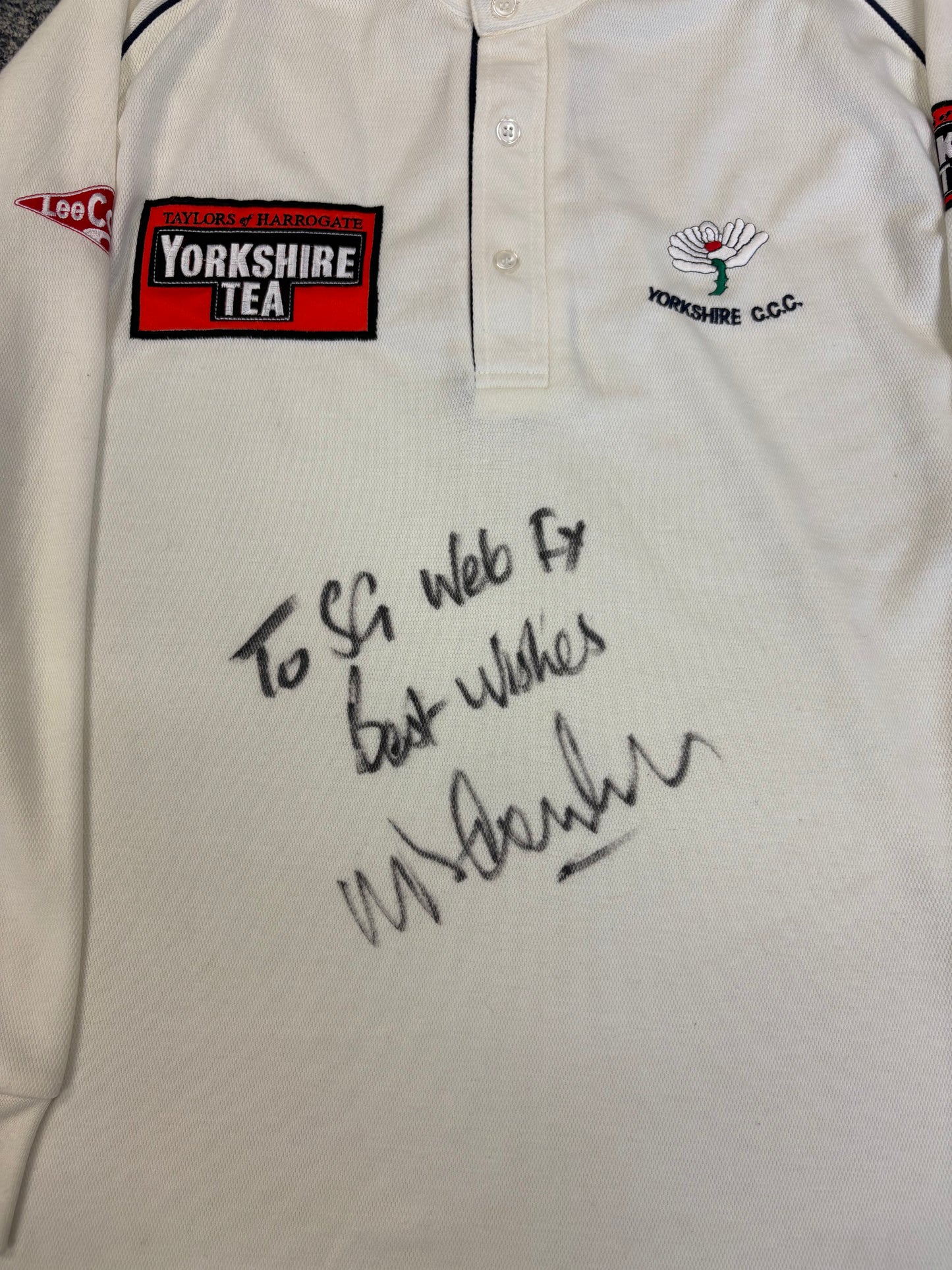 Michael Vaughan Signed Yorkshire Retro Player Issue LS Playing Shirt