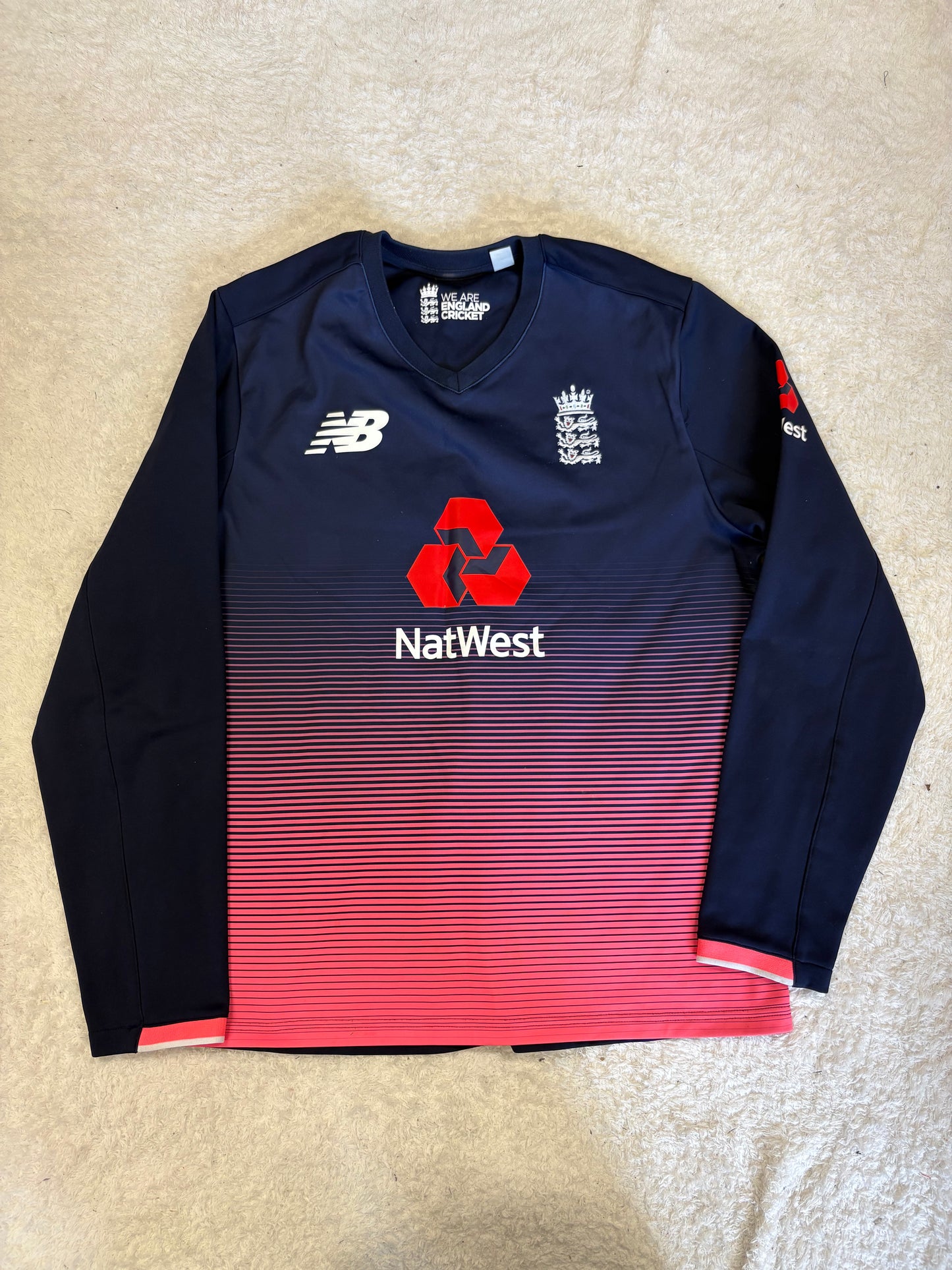 Tom Helm England Lions 2017 ODI Match Worn LS Playing Jumper