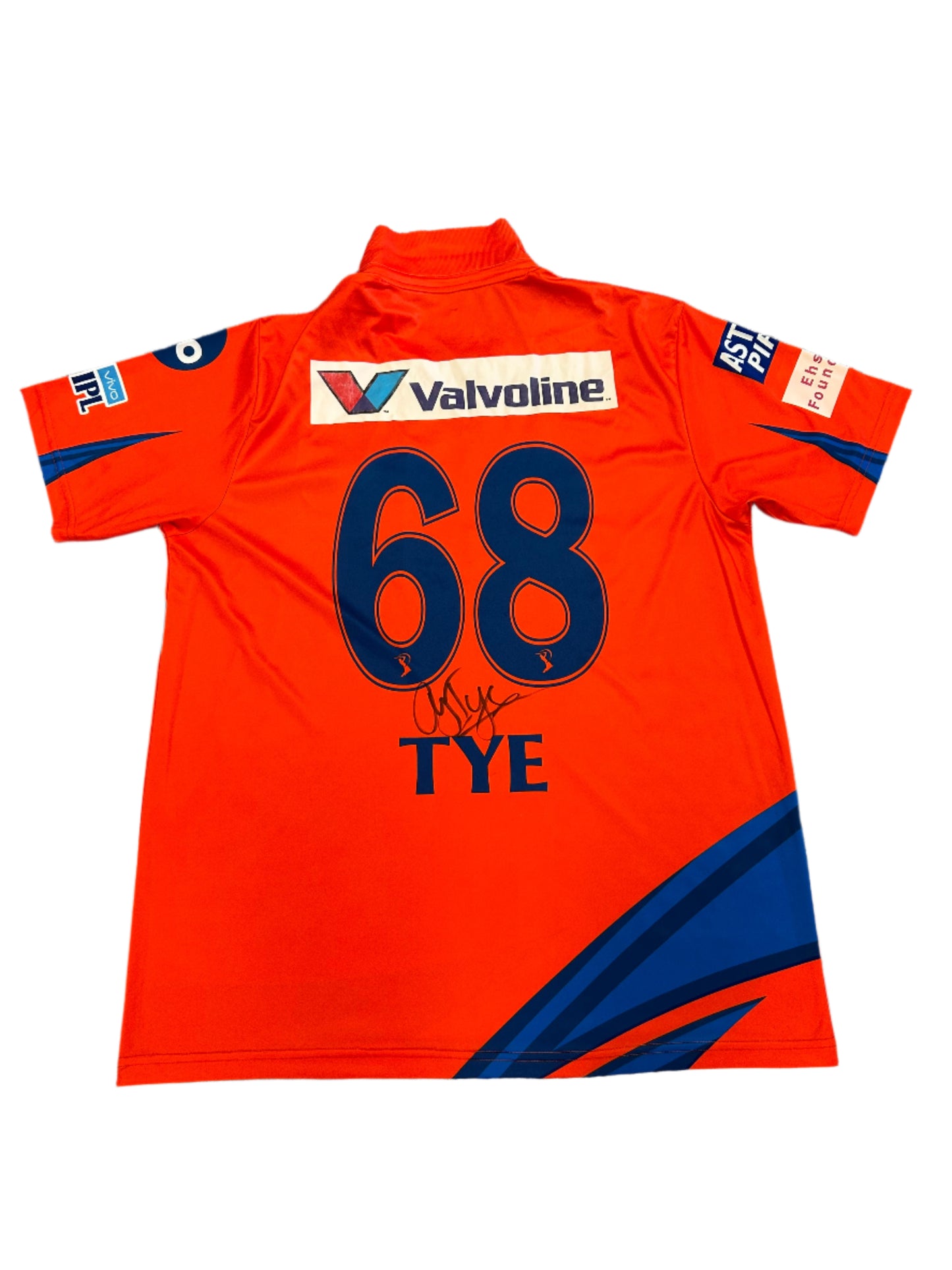 Andrew Tye Gujarat Lions 2017 IPL Match Worn And Signed SS Playing Shirt