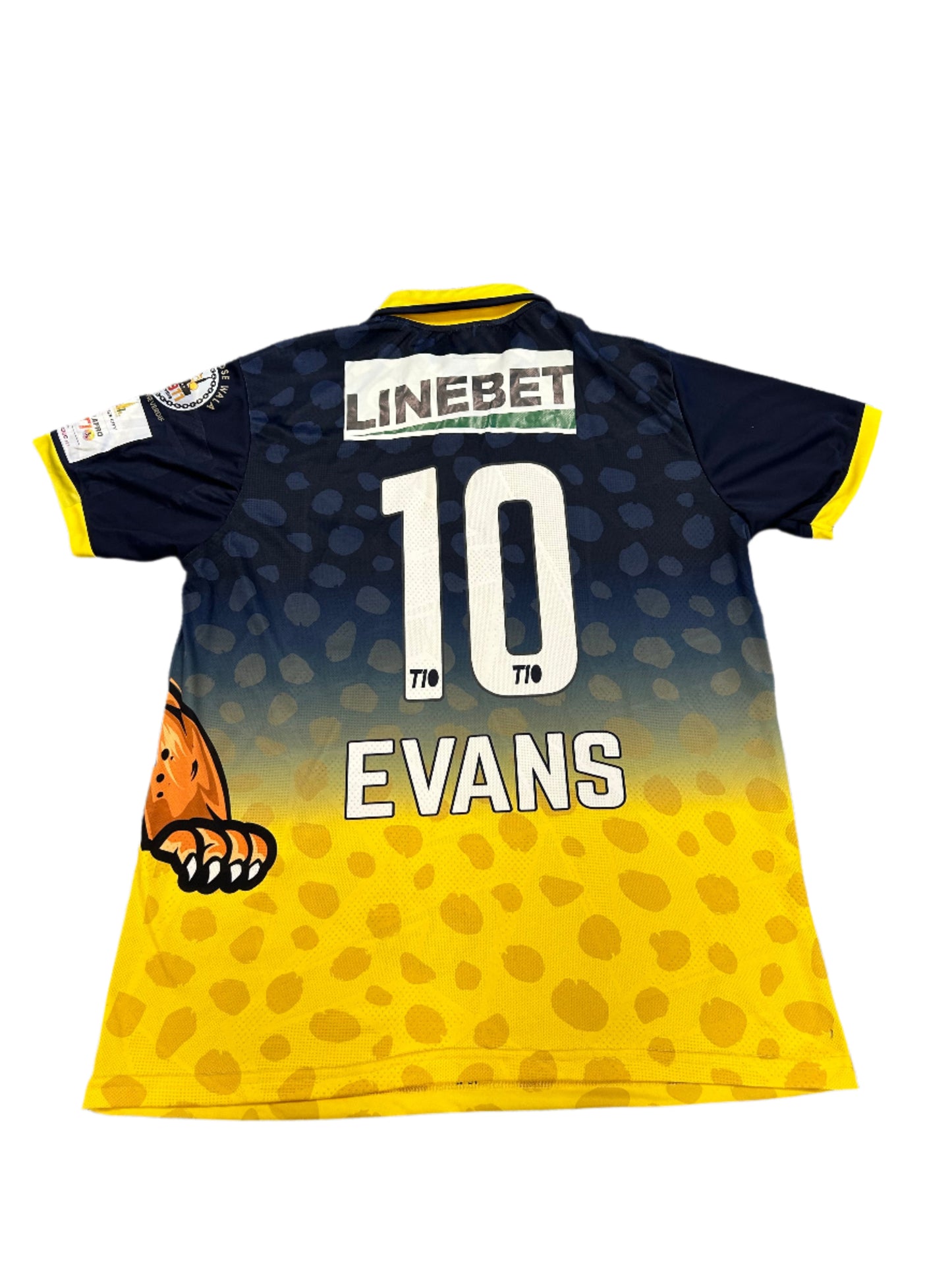 Laurie Evans Bulawayo Brave Jaguars 2024 ZimAfro T10 Match Worn SS Playing Shirt