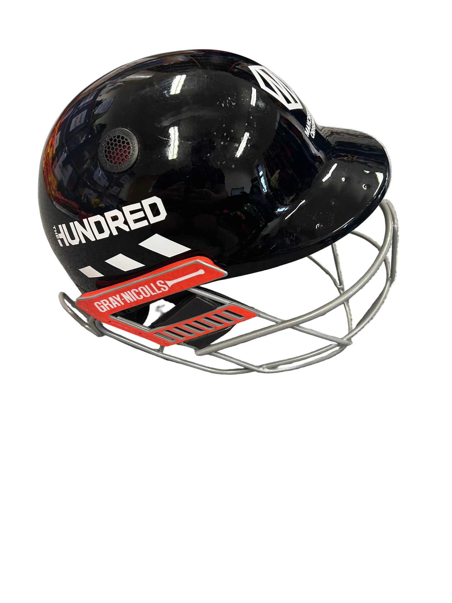 Manchester Originals Hundred Gray Nics Ultimate 360 Pro Titanium Match Used Cricket Helmet