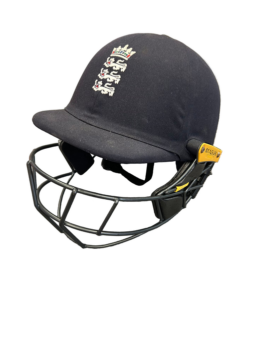 England Masuri T-Line Titanium Match Used Cricket Helmet * Damaged *