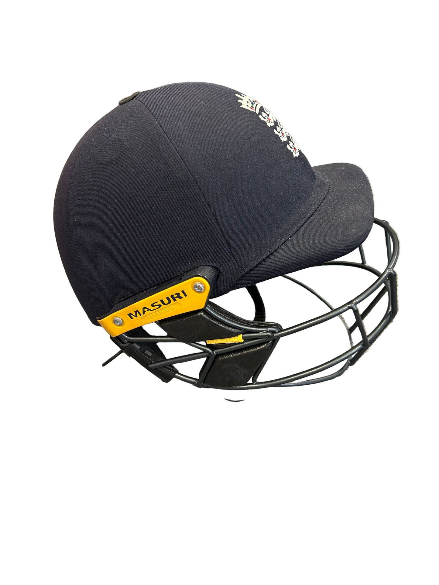 England Masuri T-Line Titanium Match Used Cricket Helmet * Damaged *