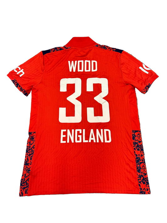 Mark Wood England 2024 T20 Match Worn SS Playing Shirt
