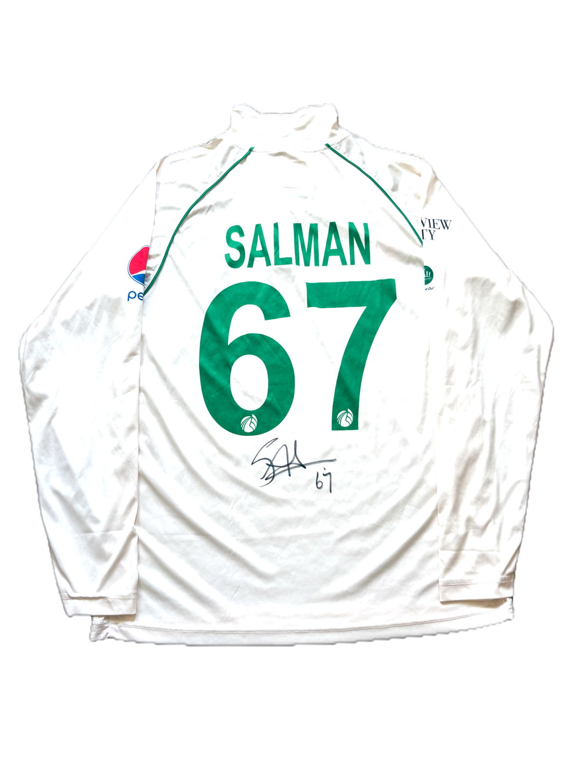 Salmon Ali Agha Pakistan 2024 Test Match Worn And Signed LS Playing Shirt