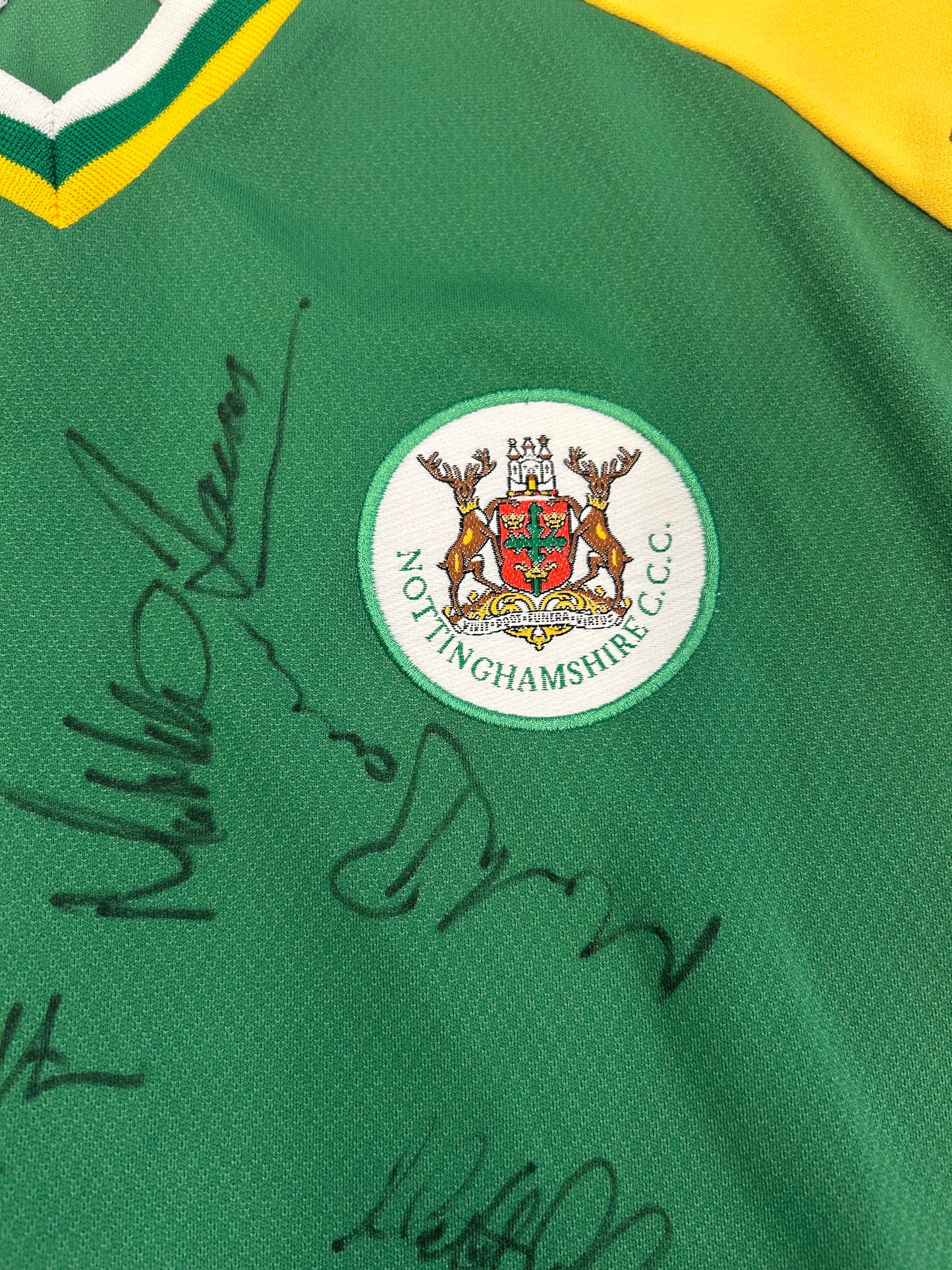 Paul Pollard Nottinghamshire AXA League Match Worn And Squad Signed SS Playing Shirt