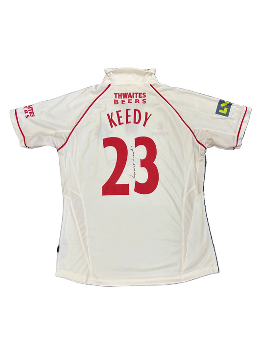 Gary Keedy Lancashire County Championship Match Worn And Signed SS Playing Shirt