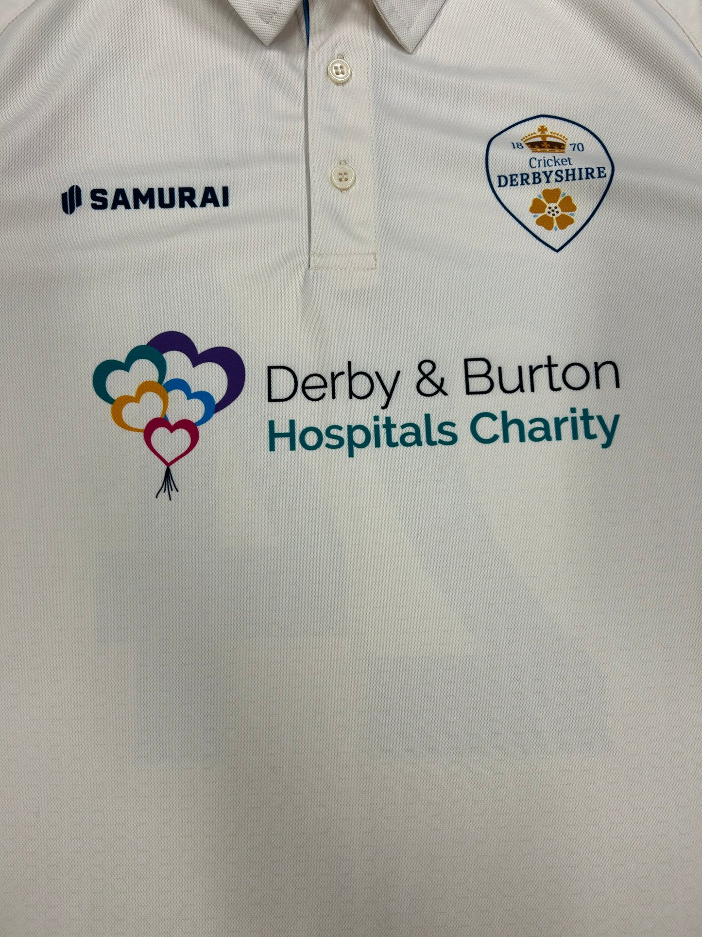 Tom Wood Derbyshire 2022 County Championship Match Worn SS Playing Shirt