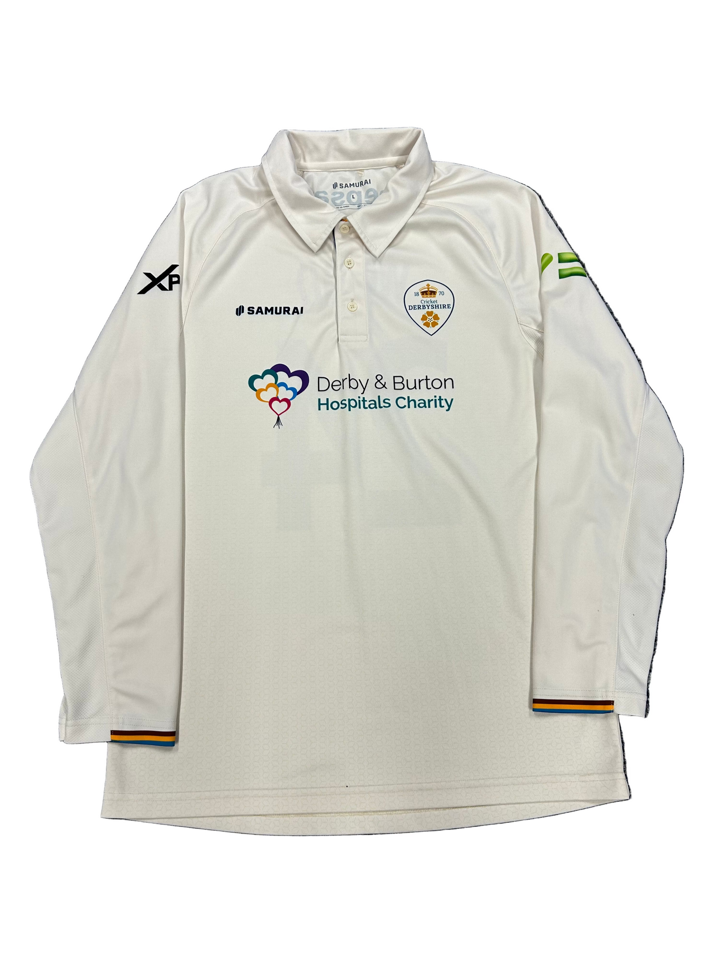Tom Wood Derbyshire 2022 County Championship Match Worn LS Playing Shirt