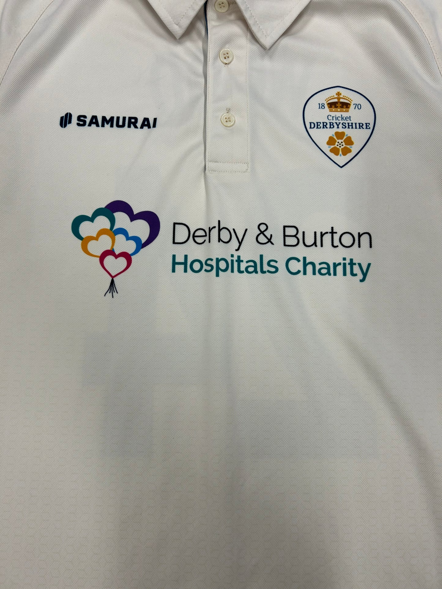 Tom Wood Derbyshire 2022 County Championship Match Worn LS Playing Shirt