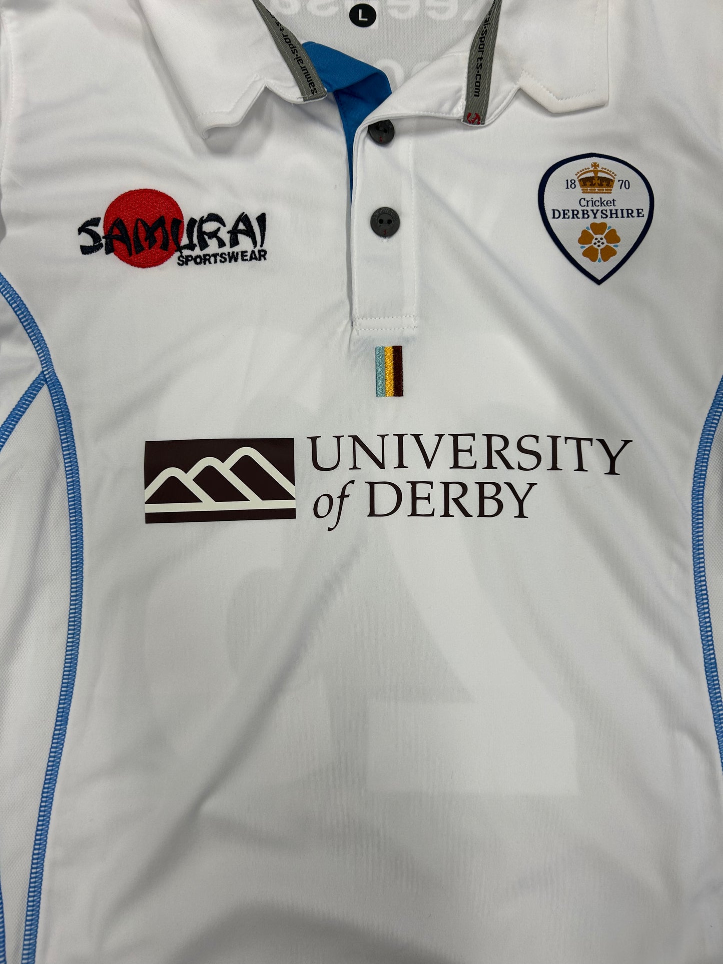Tom Wood Derbyshire County Championship Match Worn LS Playing Shirt