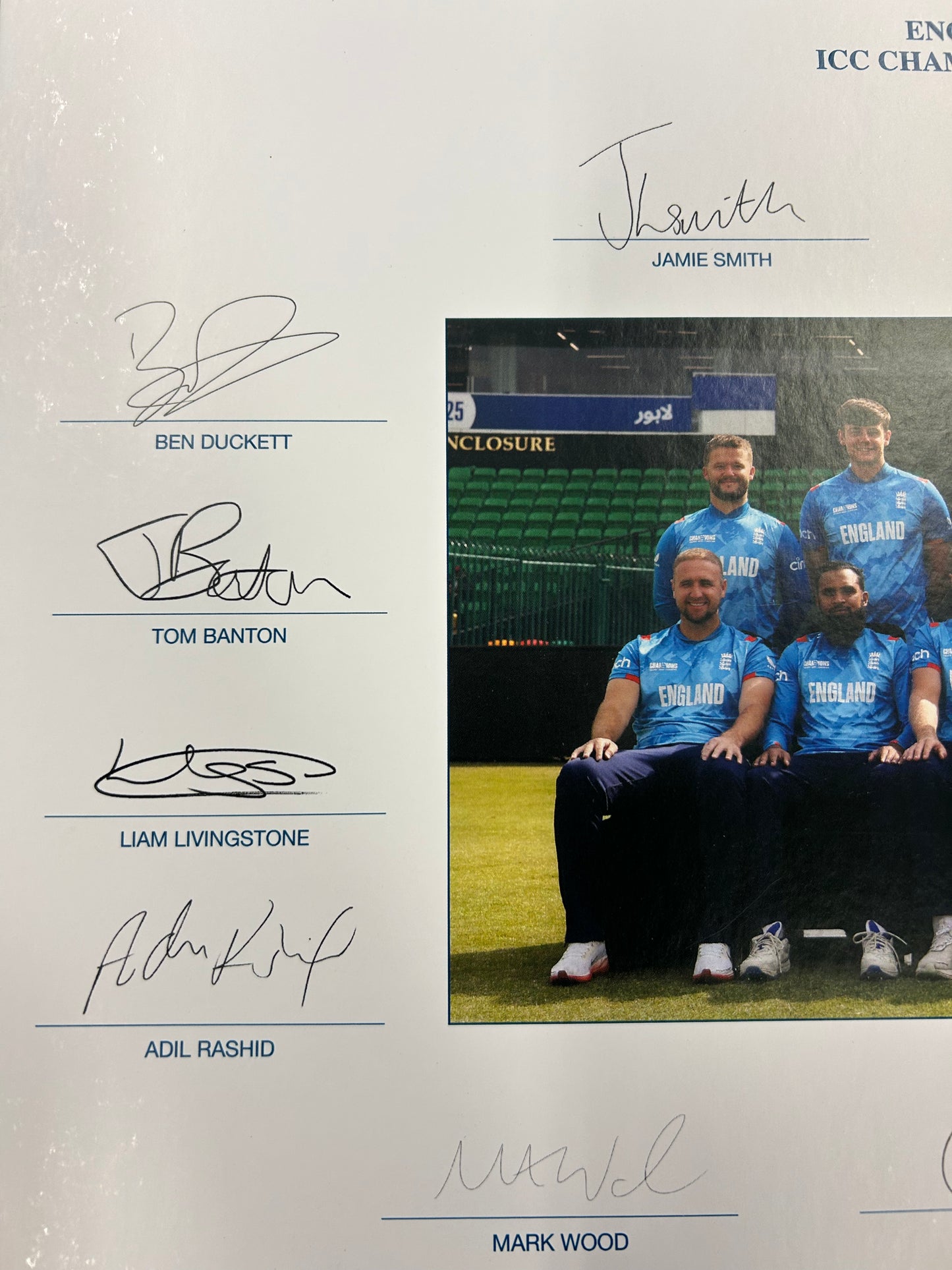 England 2025 Champions Trophy Squad Signed Official Team Photo