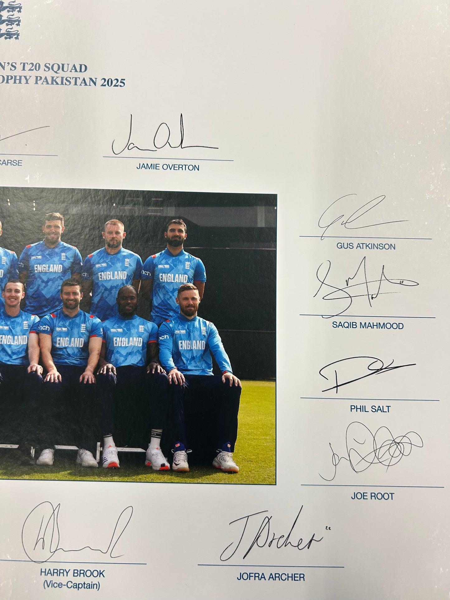 England 2025 Champions Trophy Squad Signed Official Team Photo