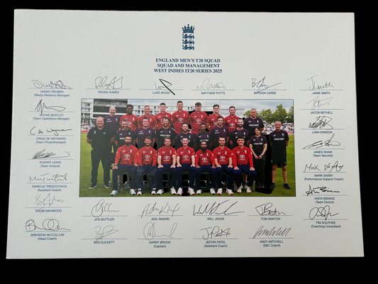 England 2025 T20 vs West Indies Squad And Staff Signed Official Photo