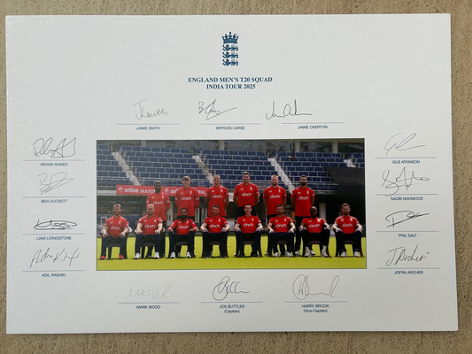 England 2025 T20 vs India Squad Signed Official Photo