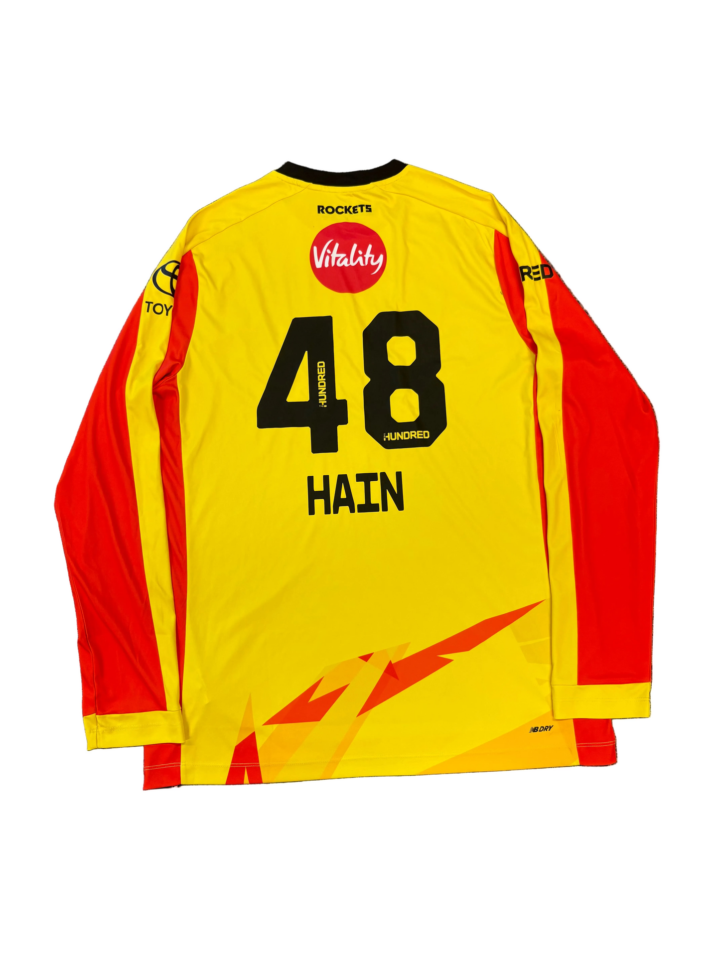 Sam Hain Trent Rockets 2025 Hundred Match Worn LS Playing Shirt