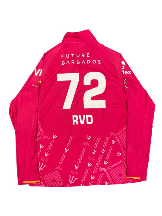 Rassie Van Der Dussen Barbados Royals 2025 CPL Match Worn LS Playing Shirt