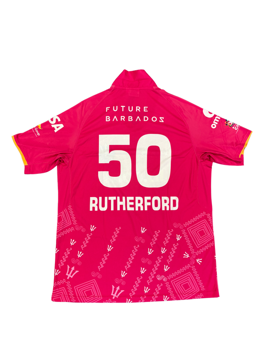 Sherfane Rutherford Barbados Royals 2025 CPL Match Worn SS Playing Shirt