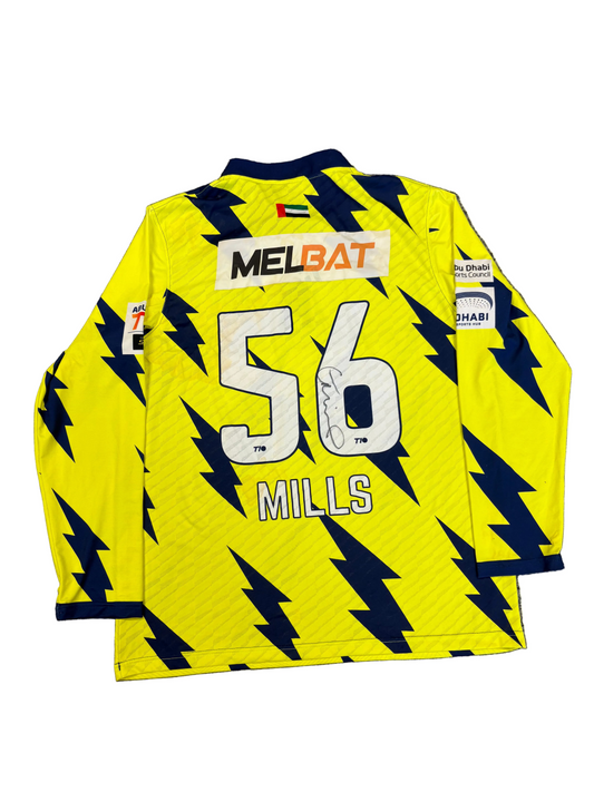 Tymal Mills 2024 Team Abu Dhabi ABDT10 Signed Match Worn LS Playing Shirt