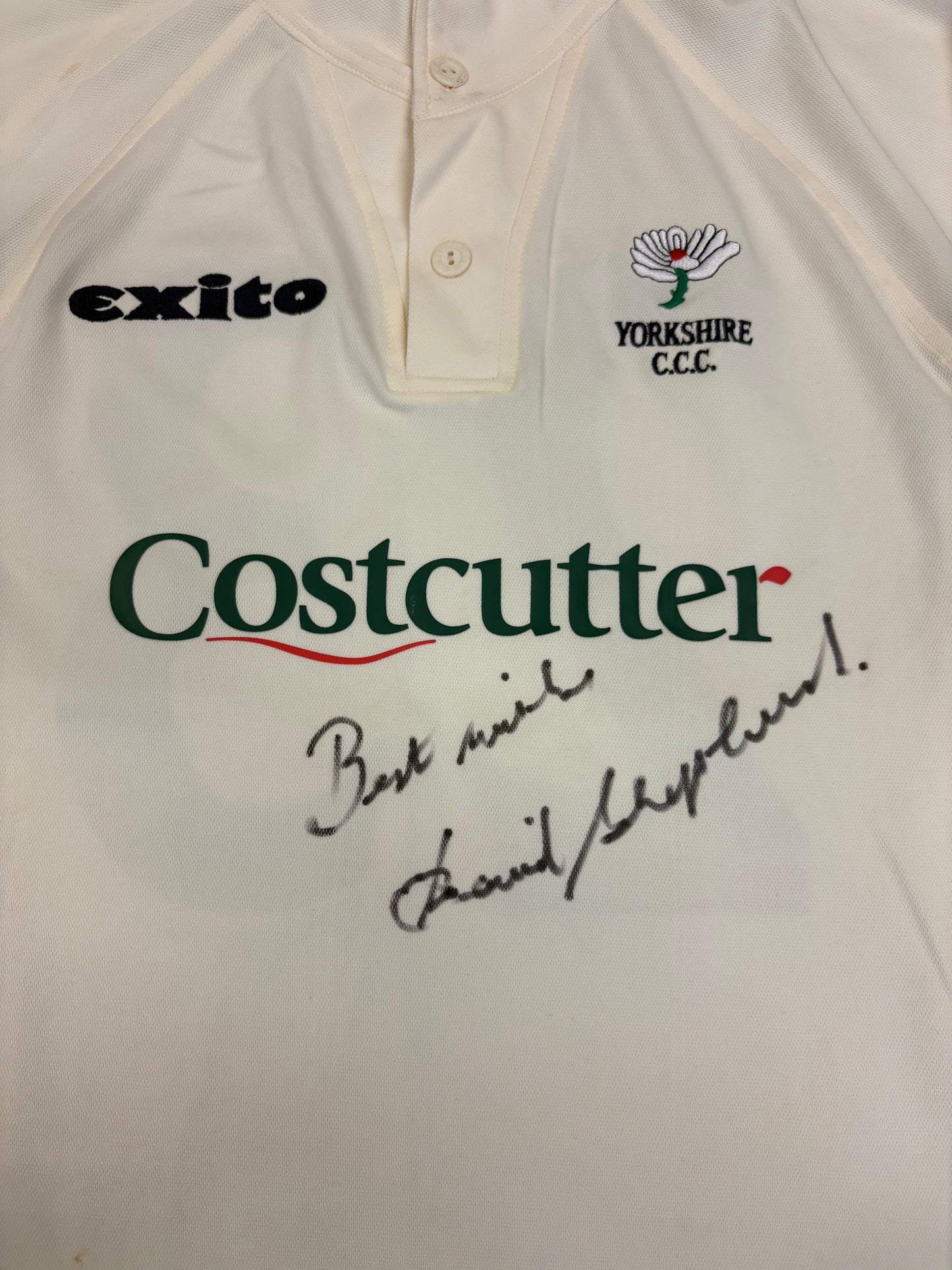 Simon Guy Retro Yorkshire County Championship Match Worn and Signed LS Playing Shirt