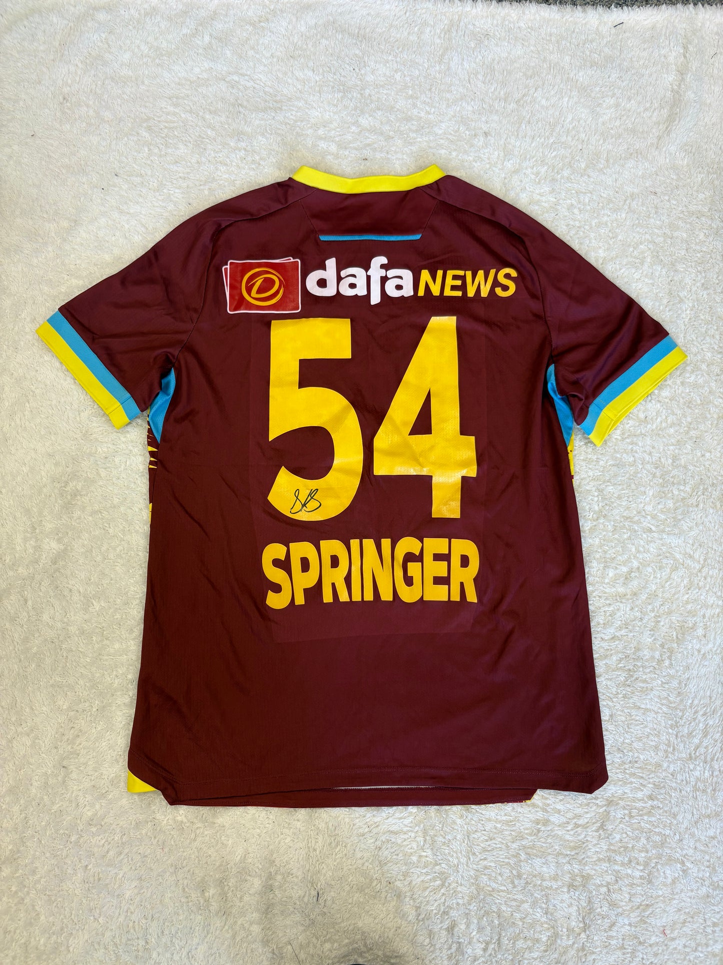 Shamar Springer West Indies 2024 T20 Match Worn And Signed SS Playing Shirt