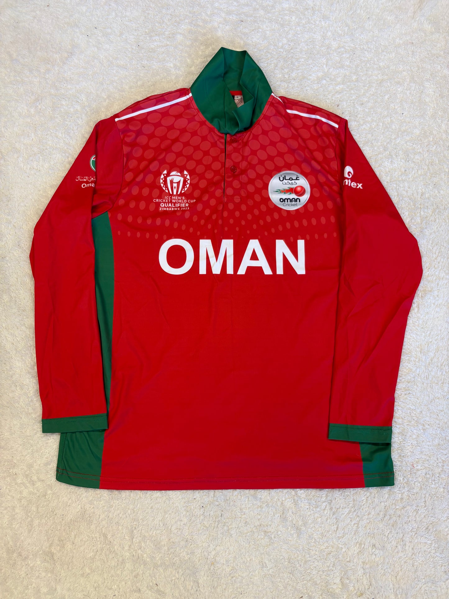 Bilal Khan Oman 2023 World Cup Qualifier Match Worn LS Playing Shirt