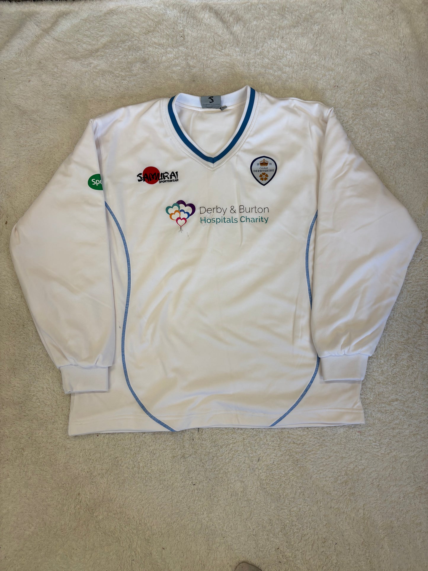 Mark Watt Derbyshire County Championship Match Worn LS Playing Jumper