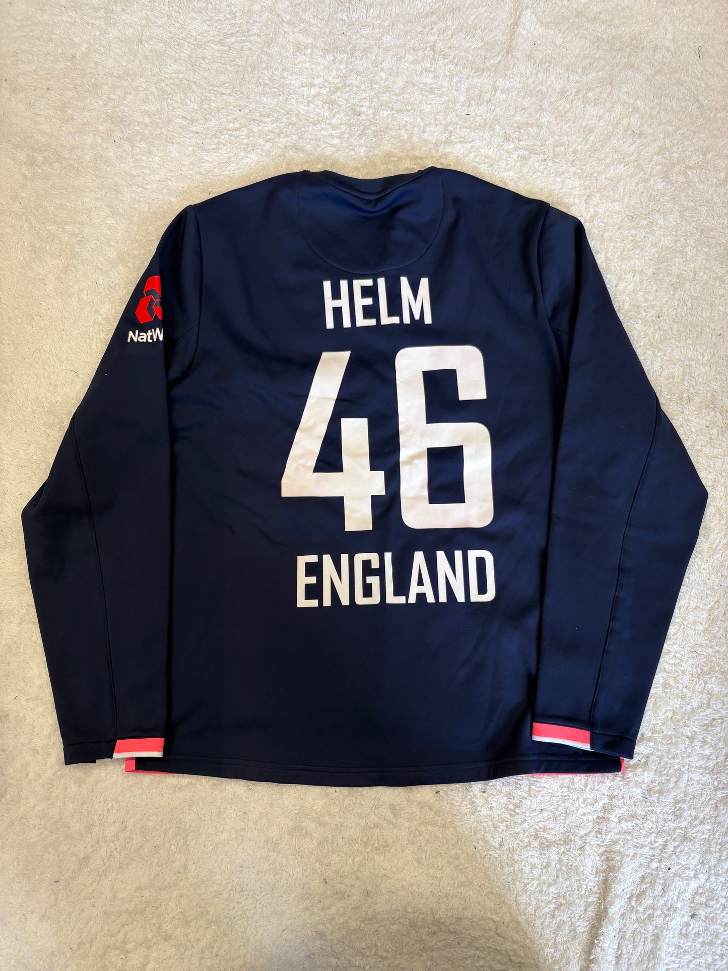 Tom Helm England Lions 2017 ODI Match Worn LS Playing Jumper