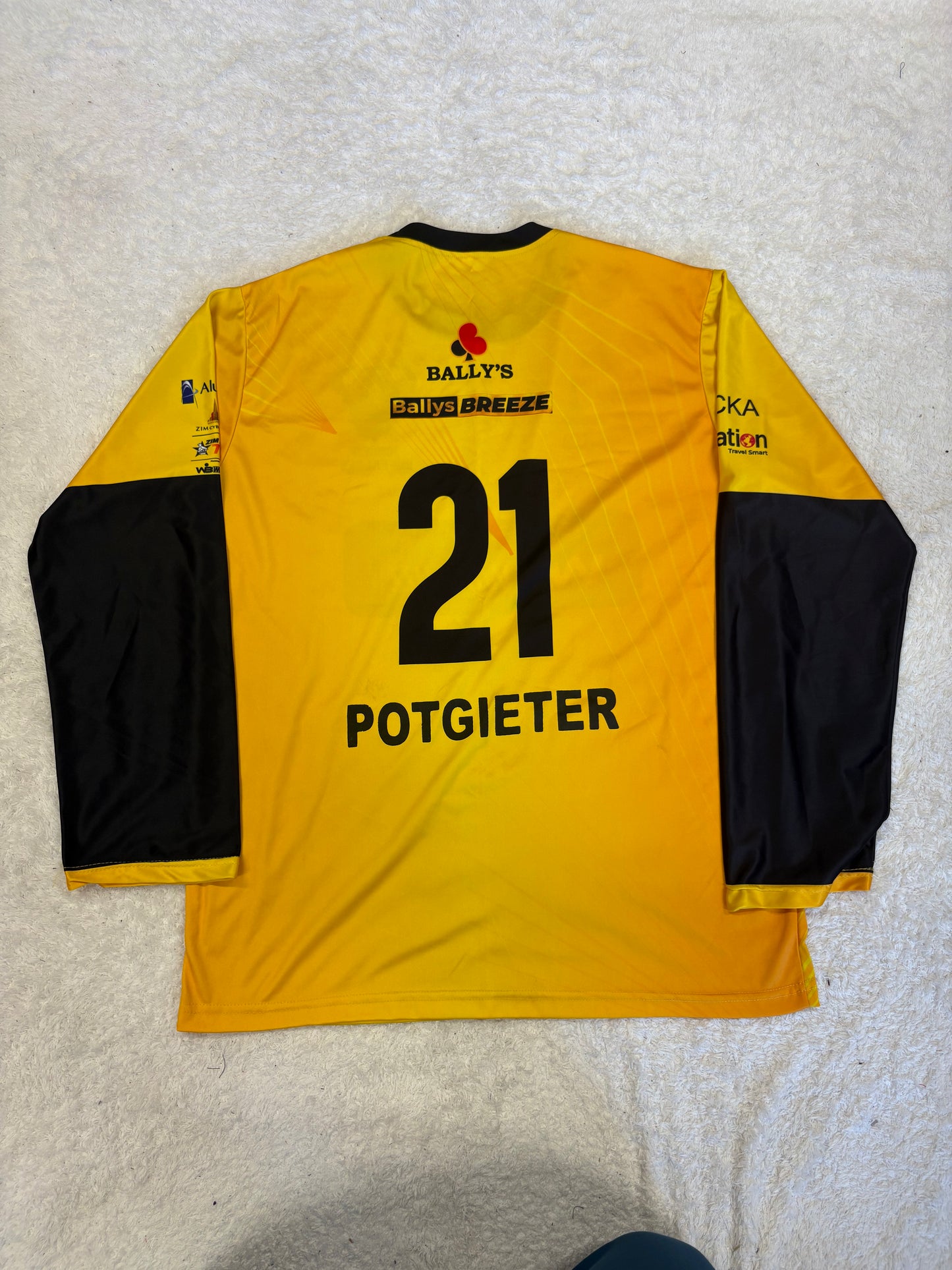 Delano Potgieter Joburg Buffaloes 2023 ZimAfro T10 Match Worn LS Playing Shirt