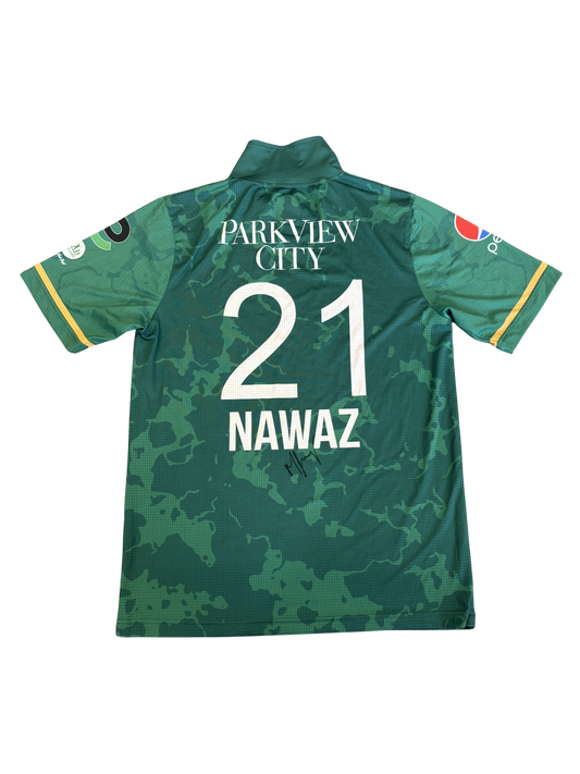 Mohammad Nawaz Pakistan 2021 T20 Match Worn And Signed SS Playing Shirt