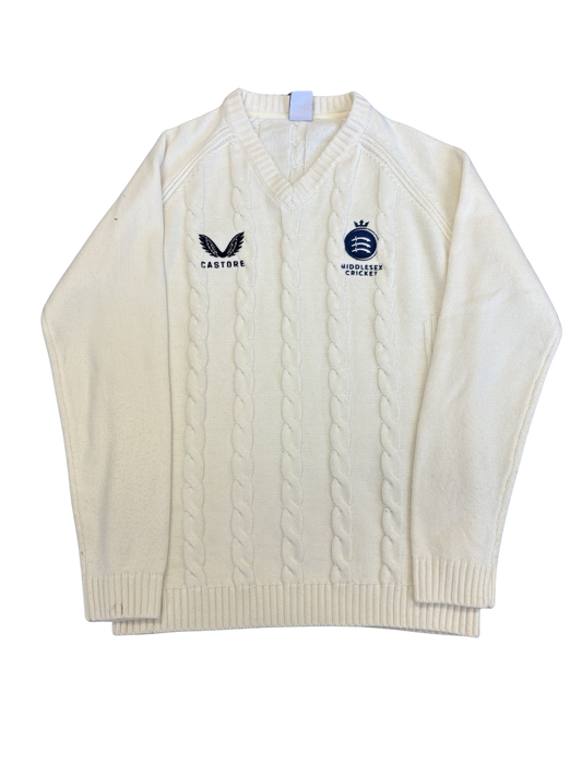 Middlesex County Championship Match Worn Cable Knit LS Playing Jumper
