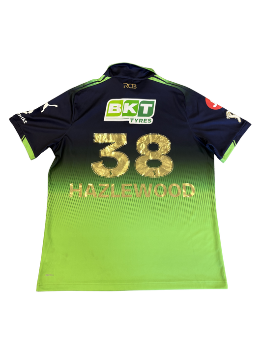 Josh Hazlewood Royal Challengers Bengaluru 2026 IPL Match Issue Green Game SS Playing Shirt