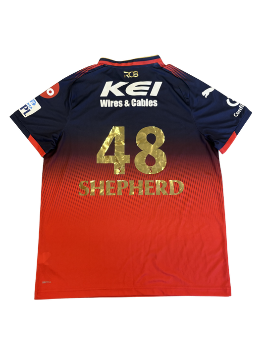 Romario Shepherd Royal Challengers Bengaluru 2025 IPL Match Worn SS Playing Shirt