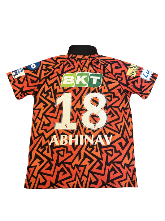 Abhinav Manohar Sunrisers Hyderabad 2024 IPL Match Worn SS Playing Shirt