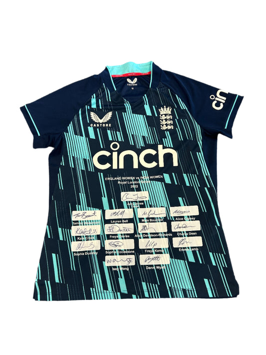 England Ladies 2022 ODI Series vs India Official Squad Signed SS Playing Shirt