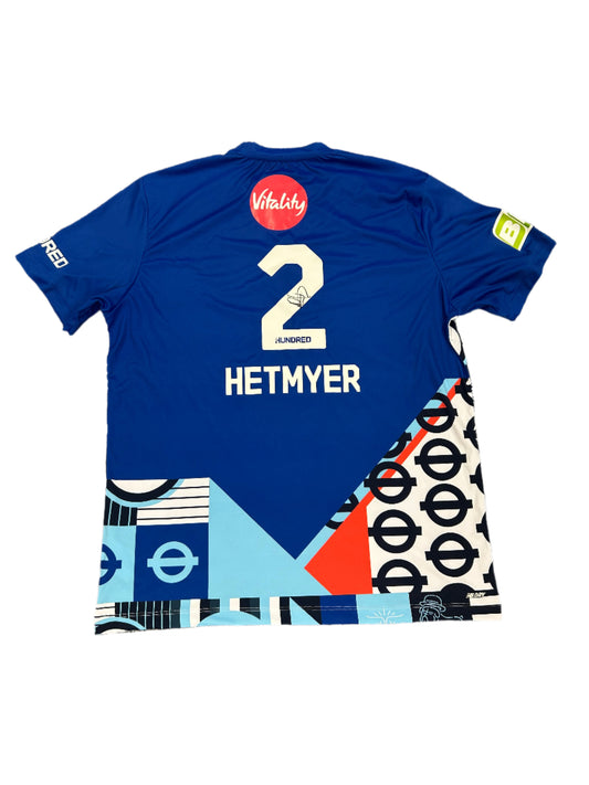 Shimron Hetmyer London Spirit 2024 TFL Match Worn and Signed SS Playing Shirt
