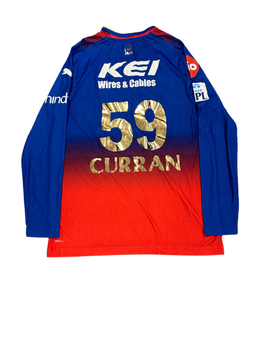 Tom Curran Royal Challengers Bengaluru 2024 IPL Match Issue LS Playing Shirt