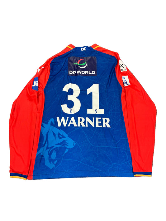 David Warner Delhi Capitals 2024 IPL Match Worn LS Playing Shirt