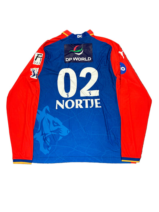 Anrich Nortje Delhi Capitals 2024 IPL Match Issue LS Playing Shirt
