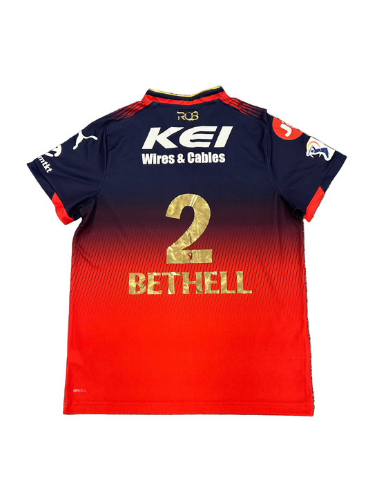 Jacob Bethell Royal Challengers Bengaluru 2025 IPL Match Worn SS Playing Shirt